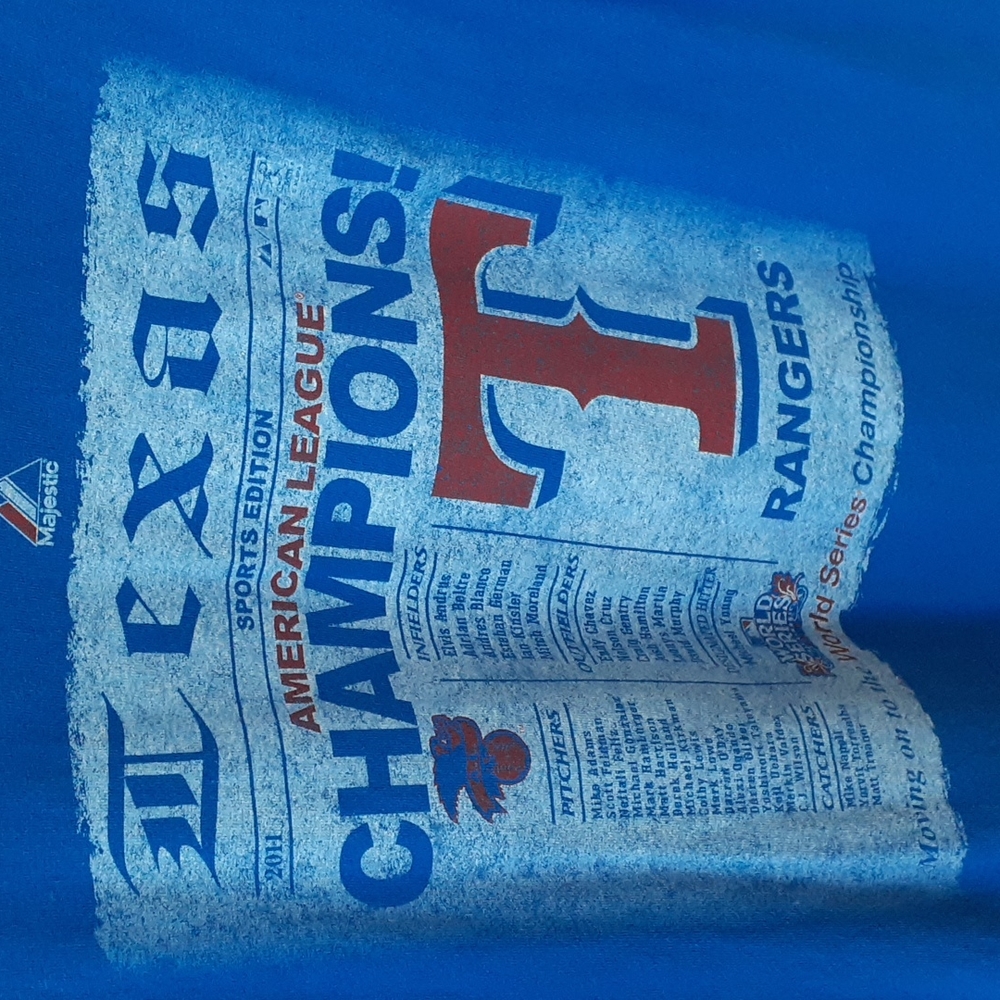 2011 TEXAS RANGERS CHAMPIOBS T- SHIRT SIZE XL